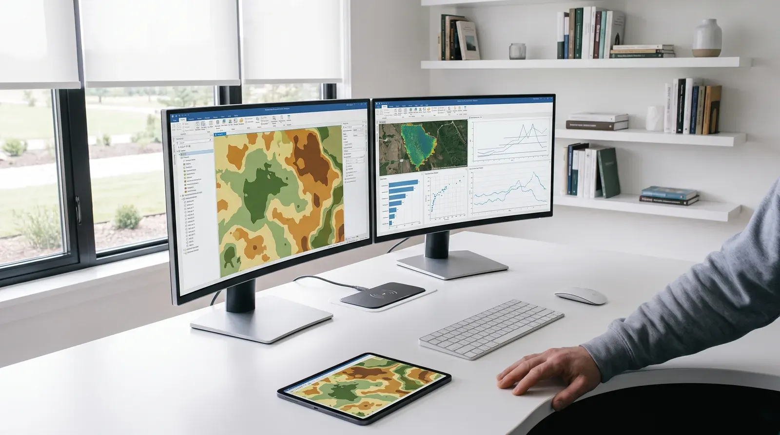 Growth maps built from drone survey data, reviewed in the office